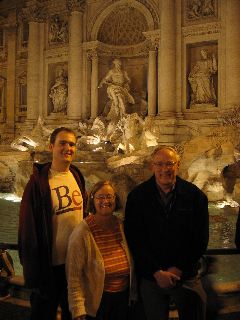 Patrick, Rosemary, Pat at the Trevi Fountain